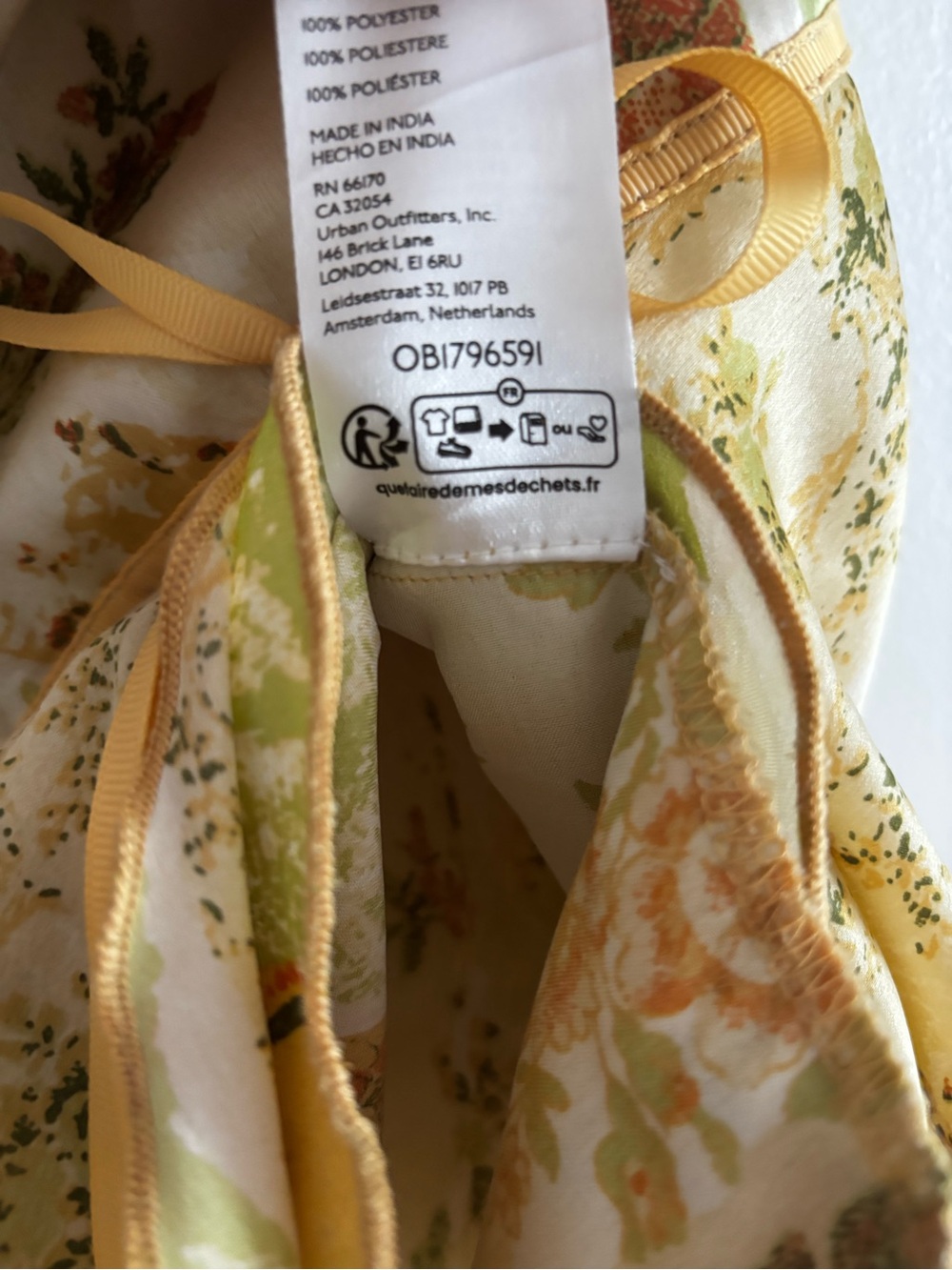 Kimchi Blue Floral Mini Skirt in Cream, Olive Green & Yellow Trim - Picture 5 of 5